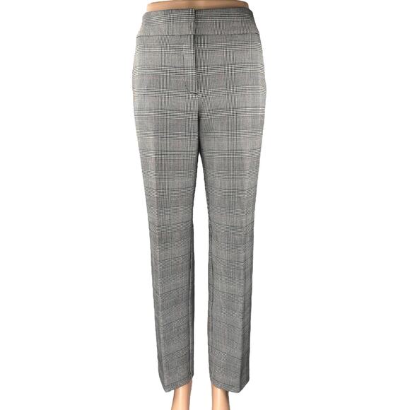 Ann Taylor Pants - Ann Taylor Black White Plaid Checkered Straight Leg Trousers Dress Pants Size 8